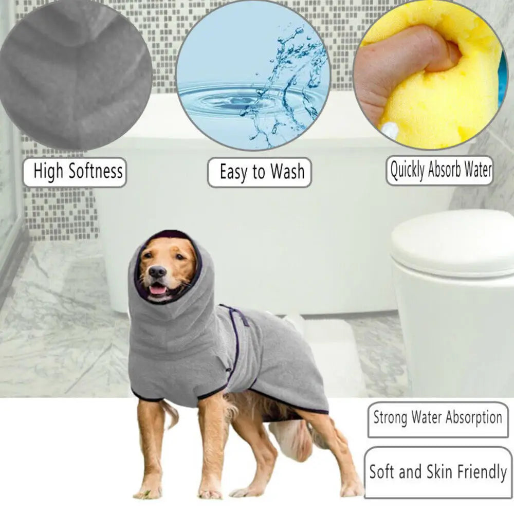 Pet Clothes Dog Towelling Drying Super Absorbent Robe Soft quick drying Polyester Sleepwear Coat Warm Apparel